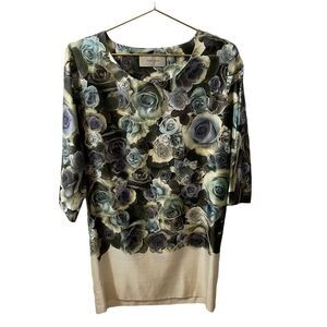Emma Cook Rose Print Silk Blend Tunic Top Size 8